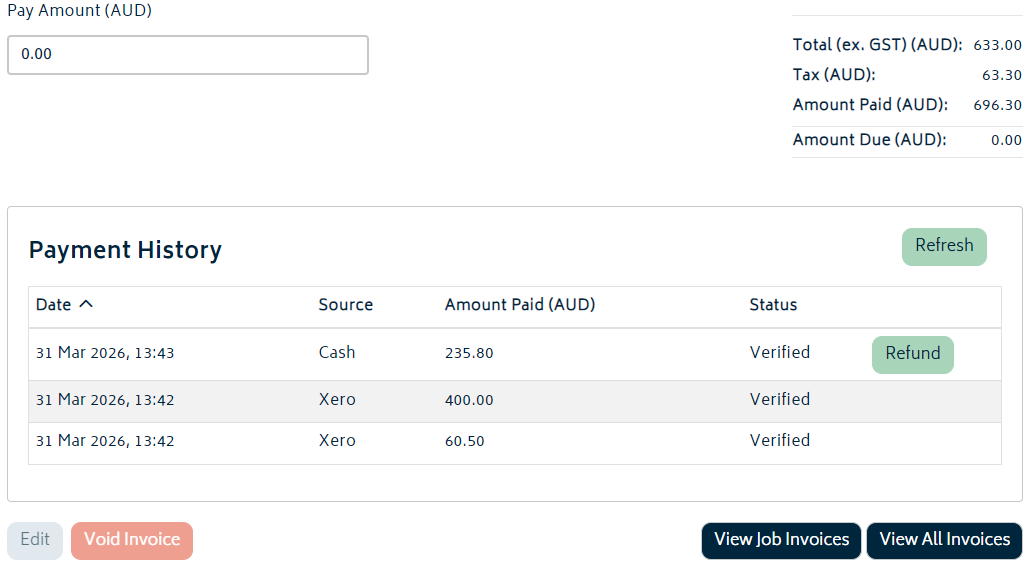 invoicing view invoice payments