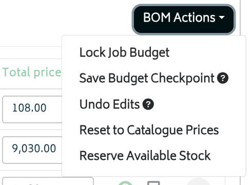BOM actions