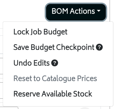 BOM actions after quote approval