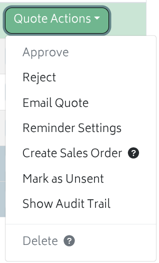 Quote actions